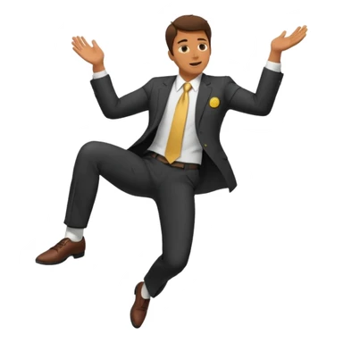 man in a suit falling with moneys sticker