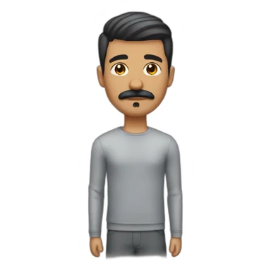 Guy with a mustache and gel on his short hair big jaw big nose and an arabic tone of skin sticker