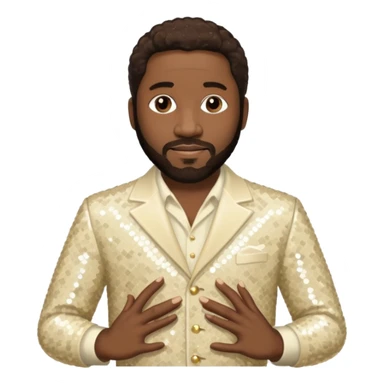 Eddie Levert from The O'Jays with dark brown hair, cream sequin outfit sticker