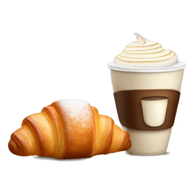 Cup of cappuccino with croissant sticker