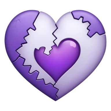 coração quebrado metade branco metade roxo sticker