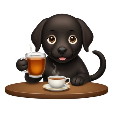 Cup of Tea cake black Labrador  sticker