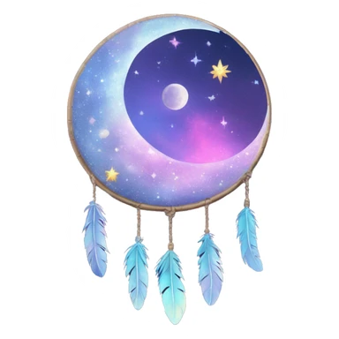 Sparkly moon-and-stars-galaxy-dreamcatcher sticker