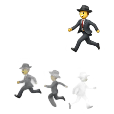 man in business suit and hat running to the left sticker