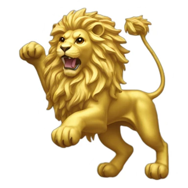 rampant gold lion in a white flag sticker