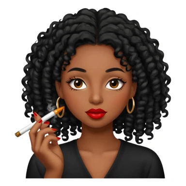 Black girl with eyelashes and curly hair smoking weed  sticker