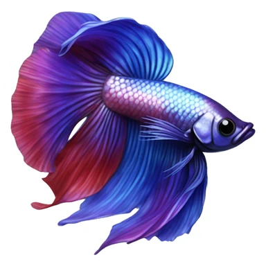 Pretty iridescent long fin betta fish realistic blue purple red sticker