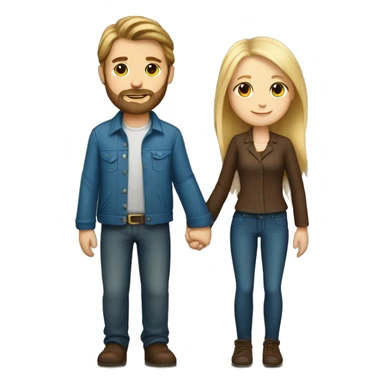 Brown haired white boy with beard and blonde white girl holding hands  sticker