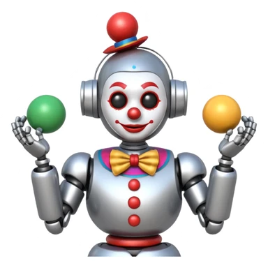 a Circus clown robot juggling two metal ball sticker