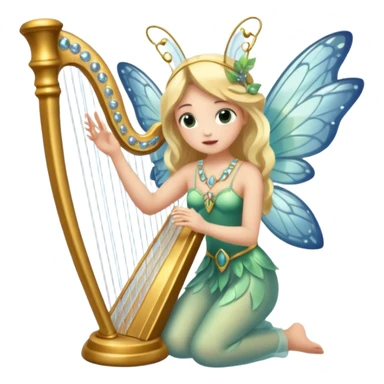 moth-wing fairy playing crystal harp sticker