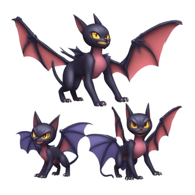 Cool Bat-Cat-Noivern-Noibat-Litten-Pokémon-Fakémon-hybrid Full Body sticker