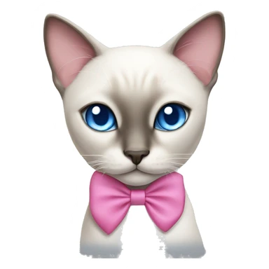 White Siamese cat with blue eyes and a pink bow on its head sticker