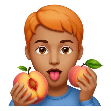 Me licking a peach sticker