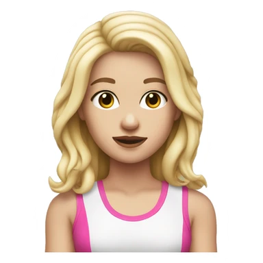 White girl, with blonde hair that has pink ends, white tank top and fishnet gloves sticker