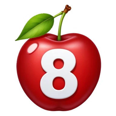 Cherries with white number 8 on the inside sticker