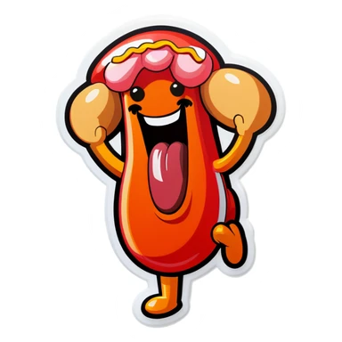 Dancing hotdog sticker