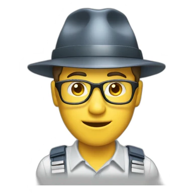a working man with glass and security hat sticker