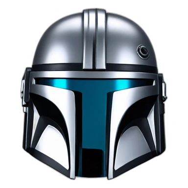 blue silver mandalorian helmet with black center sticker
