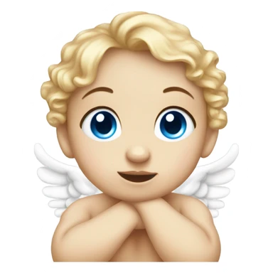 Cute baby Angel with hands under chin with blue eyes sticker