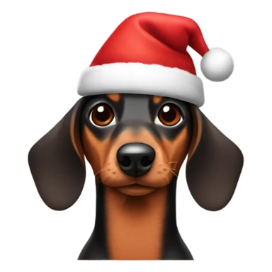 Sausage dog wearing a Christmas hat sticker