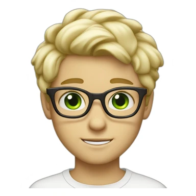 Blondie Boy with glasses and green eyes blink sticker
