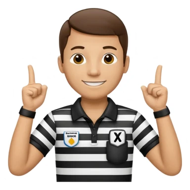 referee with raised arms crossed like an X sticker