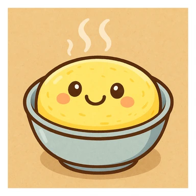 steamed egg, cartoon style, smiling face, in a small dish sticker