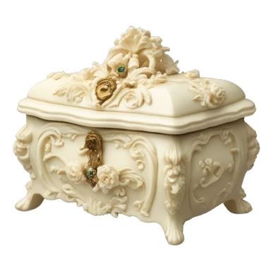 Vintage rococo ivory jewelry box sticker