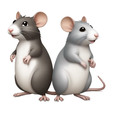 three differently colored rats grey white brown talking sticker