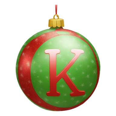 A hanging Christmas ball with the letter K in the middle of it sticker