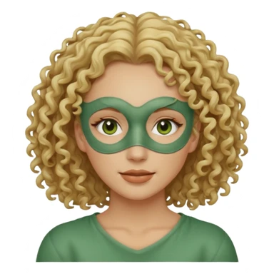 blond curly haired woman with full face clay mask sticker