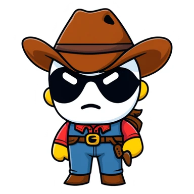 Cowboy with white eye patch sticker