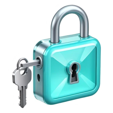 Holographic and glassmorphic turquoise lock sticker