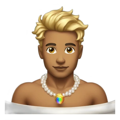 posh-muscle-boy-with-pearl-necklace-and-rainbow-unicorn-hair-in-golden-bathtub sticker