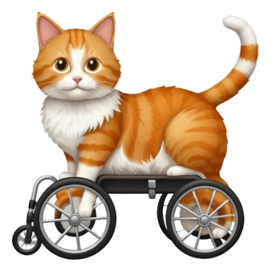 disabled orange tabby and white cat using cat wheelchair sticker