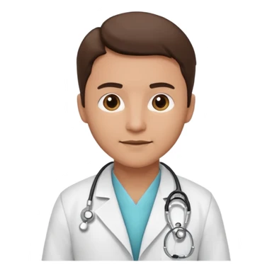 medico con estetoscopio y bata en un hospital sticker