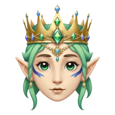 elf face wearing a bismuth mask, extremely detailed jewelry and crown sticker