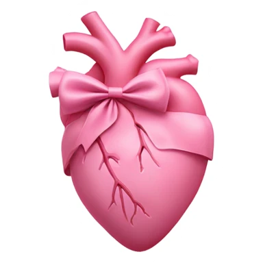 Pink anatomical heart pastel pink with pink bow tie on top sticker