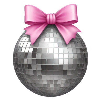 A disco ball with a pink bow on top sticker
