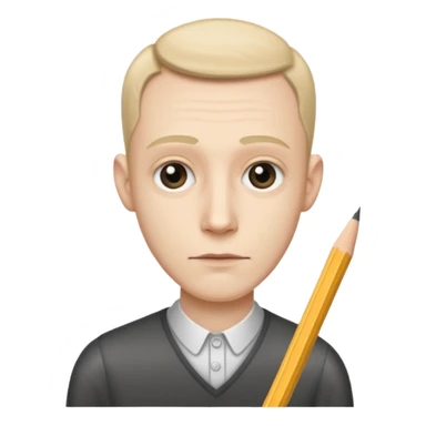 a very thin man next to a pencil sticker