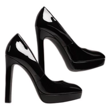 One view back Black Patent Leather Daffodile Platform Heels sticker