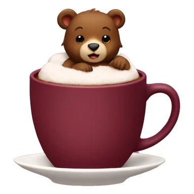 Baby bear inside of a cup of hot cocoa. Burgundy colored cup.  sticker
