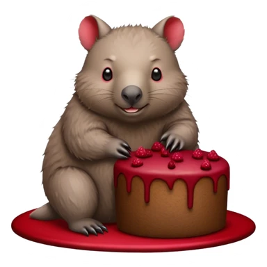 Wombat with red velvet cake sticker