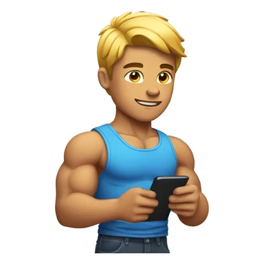 muscular boy with a smartphone sticker