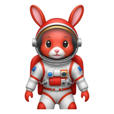 red rabbit with astronaut costume sticker