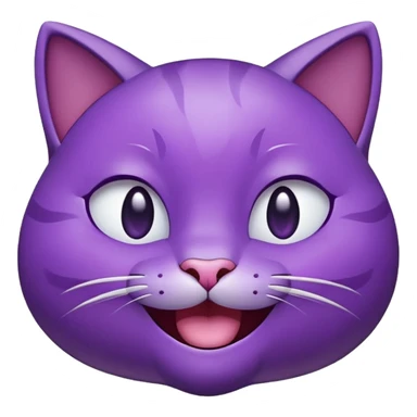 Happy gleeful purple emoji cat face with smiling closed eyes, enthusiastic, excited  sticker