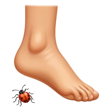 showing a cartoon human foot stepping on a small bug , slightly squished but cartoonish, no violence, playful Apple emoji style sticker