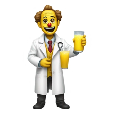 Clown doctor white coat drinking disgusting yellow drink sticker