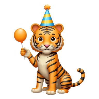 Party Tiger with a party hat and a party popper full body sticker