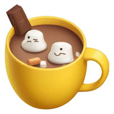 Hot chocolate with marshmallows in a yellow mug sticker